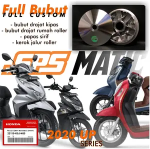 Pulley set beat deluxe / genio / scoopy K0J k1a rumah roller dan kipas bubut drajat bubut derajat pully racing pulley racing keruk jalur roller coak jalur roller Motorcycle