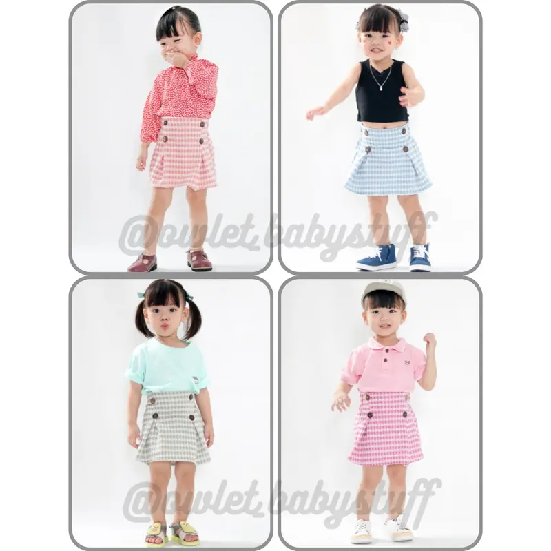 Owlet - rok anak perempuan / bawahan anak perempuan / rok mini anak  / rok pendek anak / rok korea kancing / rok remple korea anak Fashion 0