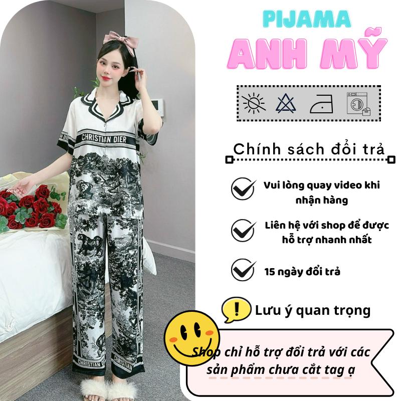 Product Introduction of Đồ bộ nữ mặc nhà pijama nữ 5D chất liệu lụa xước in bộ cao cấp tay ngắn quần dài SP0195 Hàng cao cấp 51