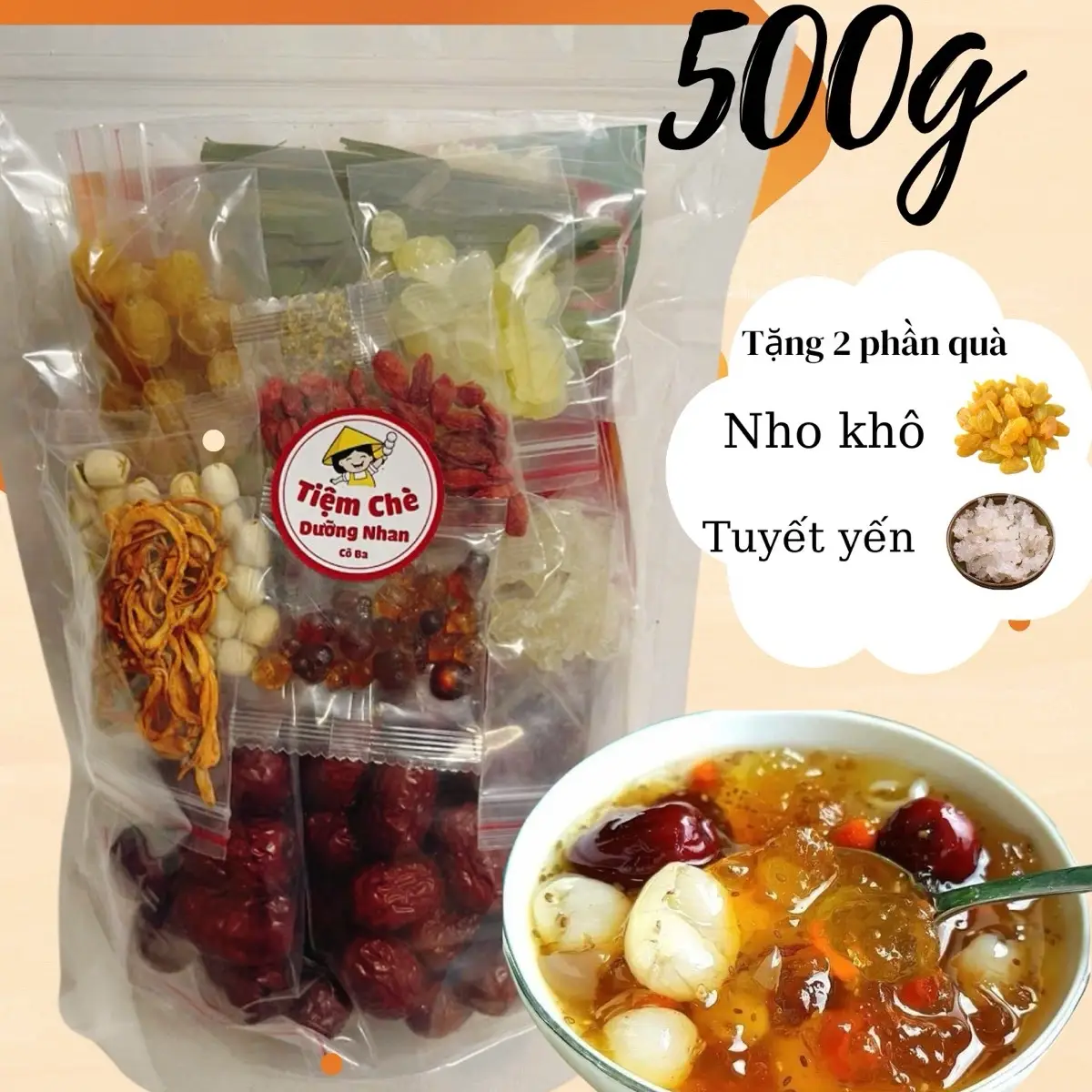 SET CHÈ ĐẠI 500Gam 14 Vị + TẶNG KÈM TUYẾT YẾN và NHO KHÔ CÔBA Nước Trà Tea Food