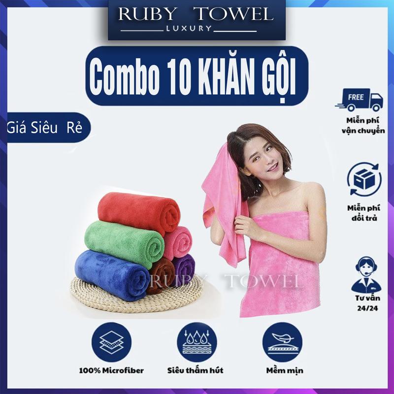 Combo 10 Khăn gội đầu quấn đầu kt 35*75cm siêu thấm nước cho spa, salon tóc và gara ô tô Nhà Tắm Khăn Tắm tang