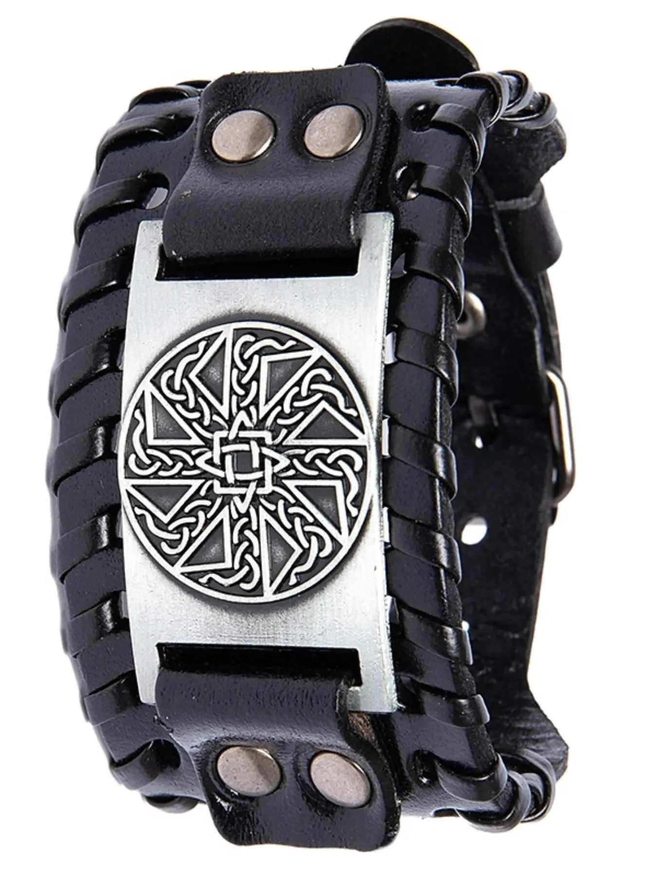 Vintage Viking Wide Leather Wristband Bracelet, Fashionable Jewelry for Men, Trendy All-match & Exquisite Jewelry for Birthday Gift