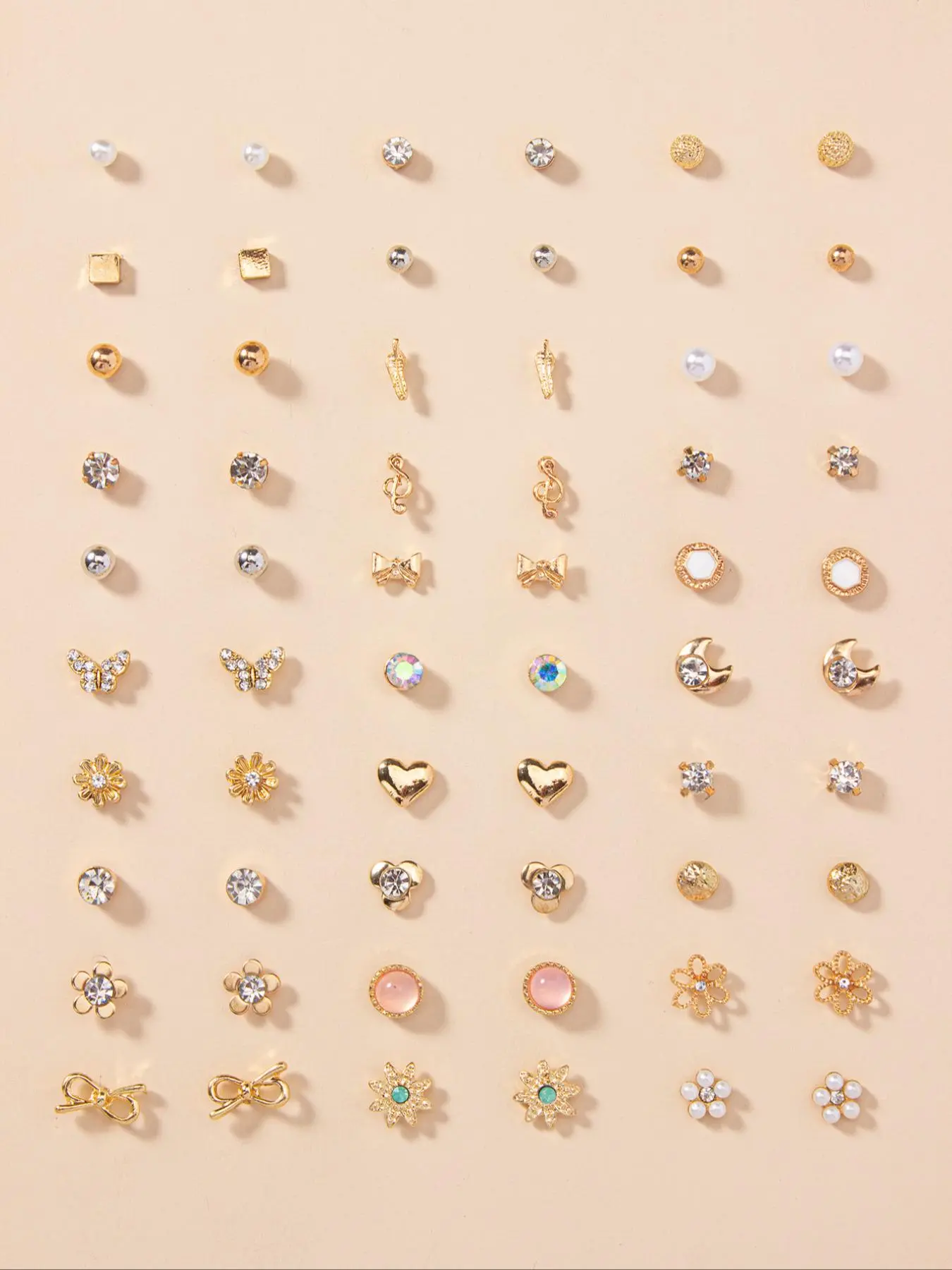 Women's 30 Pairs Bow & Flower Decor Zinc Alloy Stud Earrings