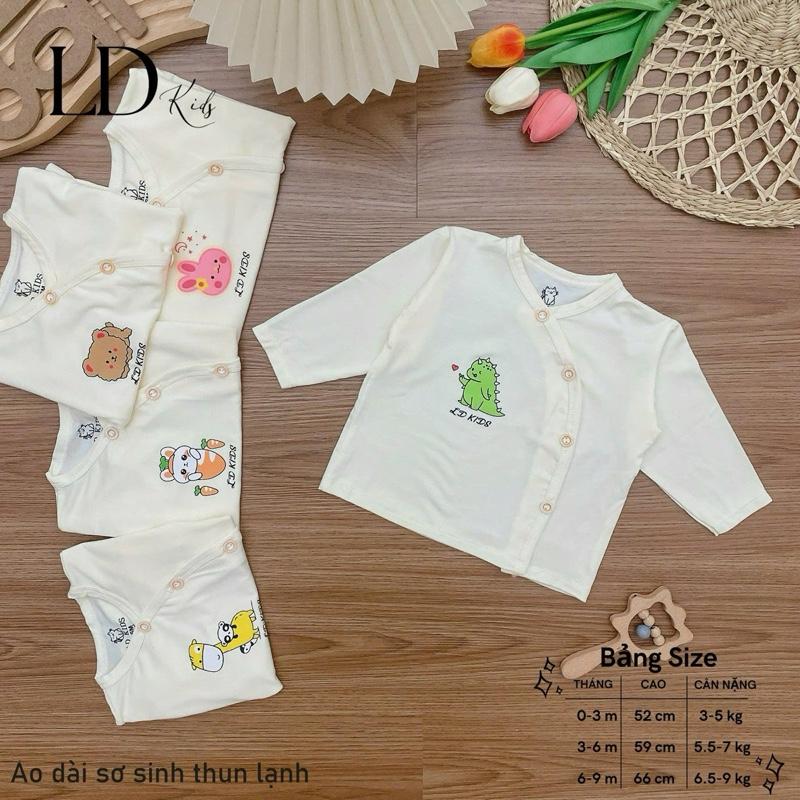 Áo tay dài sơ sinh ngà cúc chéo thun lạnh peptit cho bé 6-9kg 3