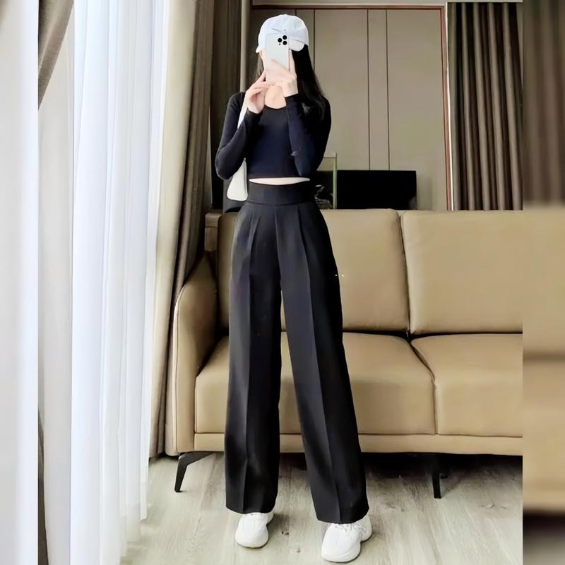 Quần suông dáng ngắn ống rộng khóa sườn - ms 2226 Nữ Pants