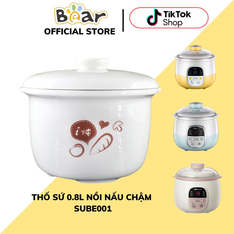 Thố Sứ Nồi Bear 0.8L Sube001, Nắp Thố Sứ Nồi Bear, Phụ Kiện Đi Kèm Nồi Nấu Chậm Bear [bao bể vỡ do vận chuyển]