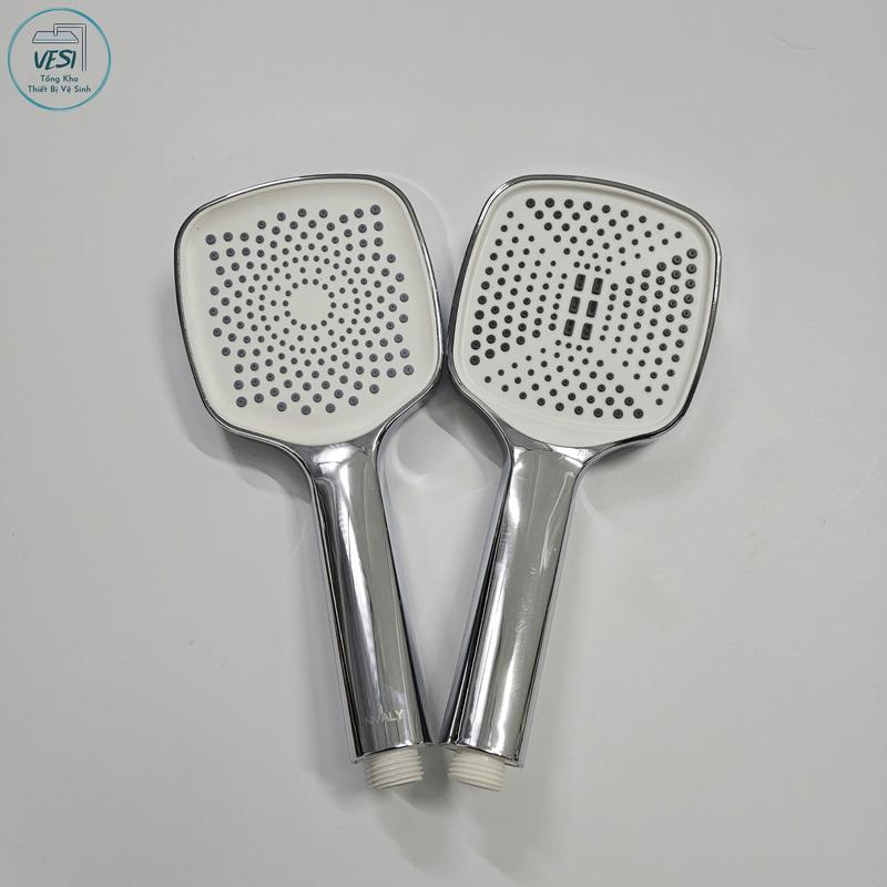 Bát sen tắm cầm tay vòi sen tắm tay vòi sen nhựa ABS mạ crom mặt vuông có núm cao su chống bám cặn canxi