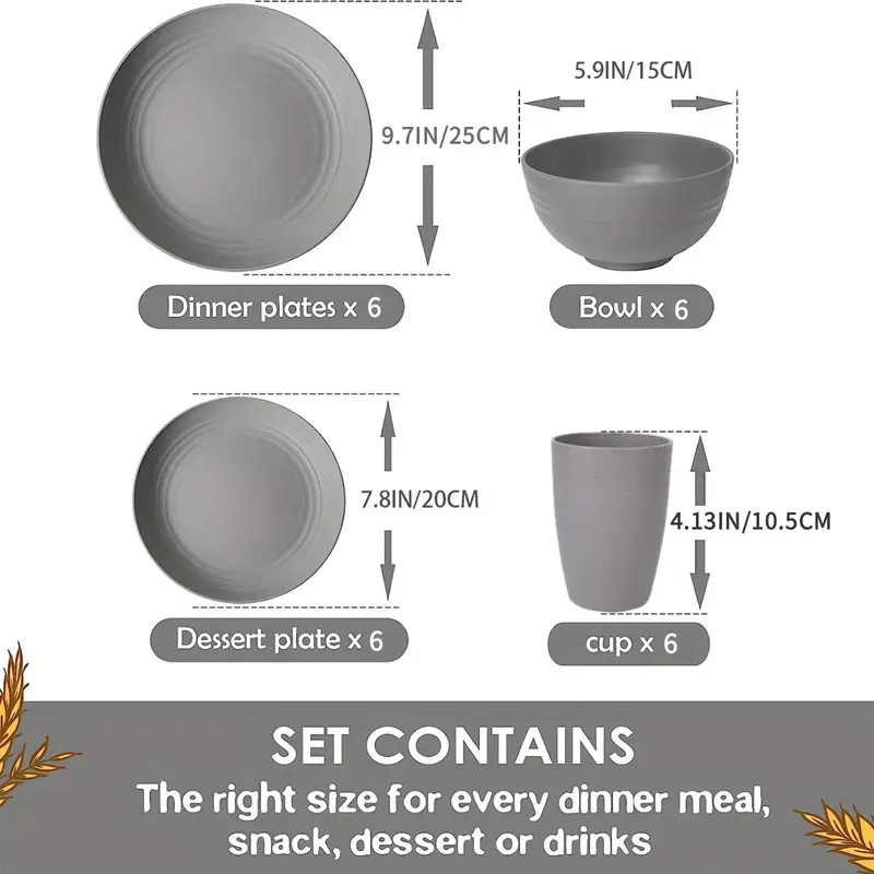 Dinnerware Set, 24pcs/set Including Plate, Dessert Plate, Bowl and Cup, Outdoor Camping Tableware Set, Summer Essentials, Summer for Gift 1