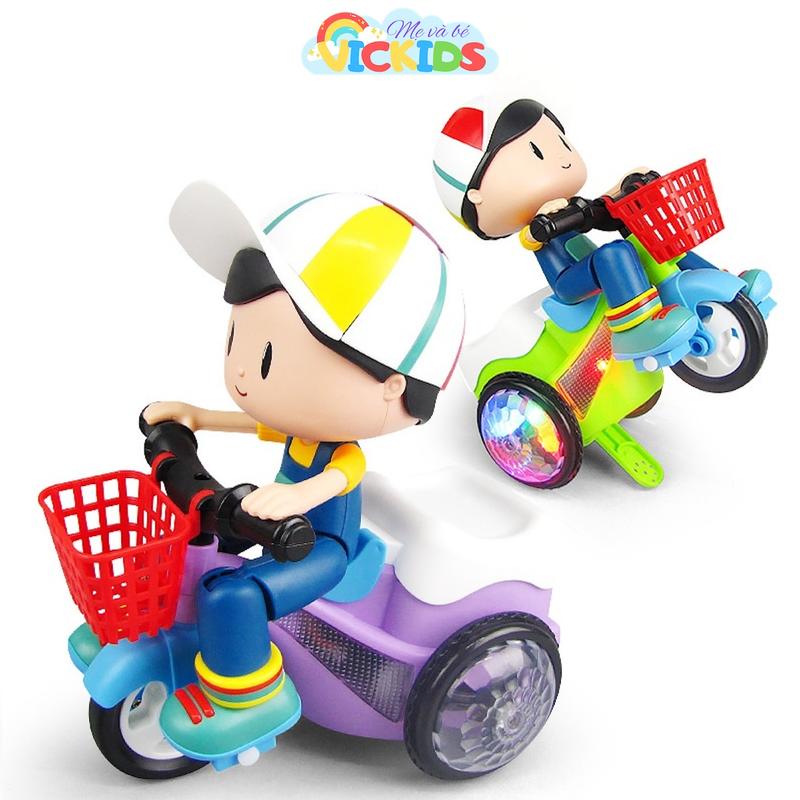 Đồ Chơi Chú Bé Đi Xe Đạp, Cậu Bé Shiper Chạy Xe Có Đèn Led, Bốc Đầu Xoay 360 Độ Phát Nhạc Vui Nhộn Cho Bé. Toy