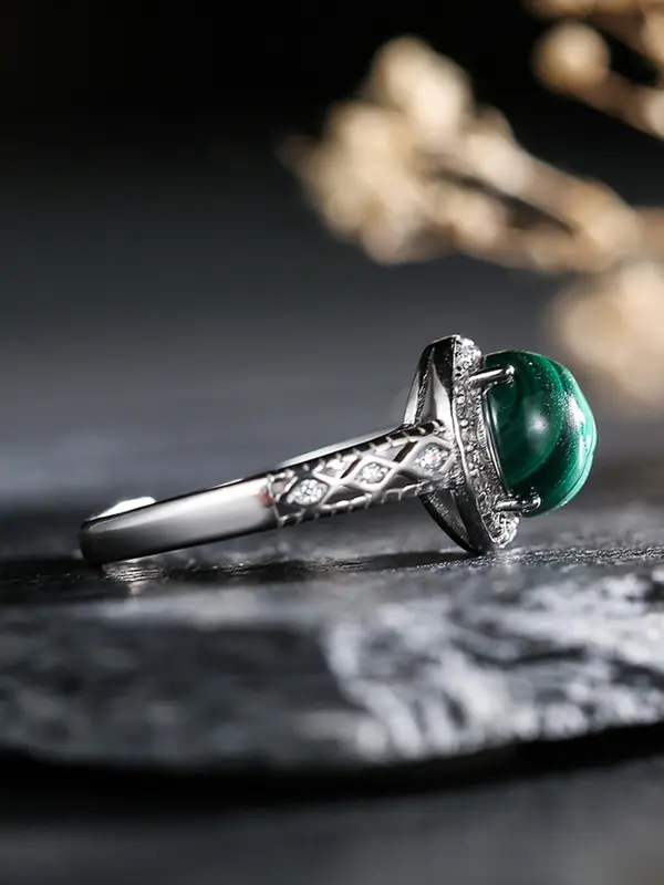 S925 Sterling Silver Vintage Style Crystal Decor Adjustable Ring, 925 Sterling Silver Jewelry for Party, Daily Decor, Trendy All-match & Exquisite Jewelry for Birthday Gift 3