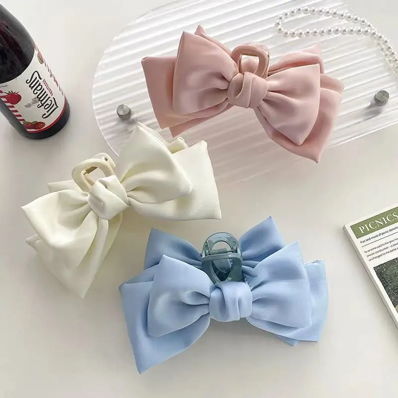 Kẹp Nơ Lớn Hai Mặt, Màu Đen, Phong Cách Hàn Quốc, Đơn Giản Và Thanh Lịch, Thích Hợp Cho Tóc Mái Công Chúa Thoát Hiểm, Kẹp Cá Mập, Kẹp Tóc, Dành Cho Nữ Women