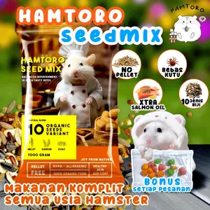 Hamtoro Makanan Hamster Seedmix 1kg  Makanan Hamster Komplit Bebas Kutu EXTRA SALMON OIL