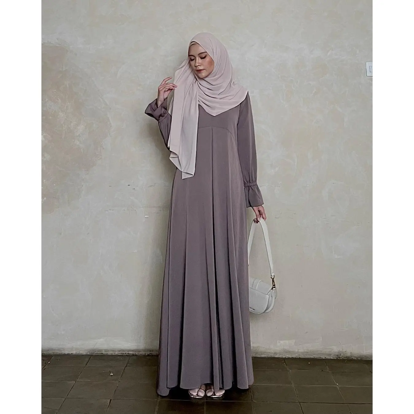 Evolvere - Airin Dress Shine Lux Fashion Gamis Muslim Wanita Busui Friendly (A)