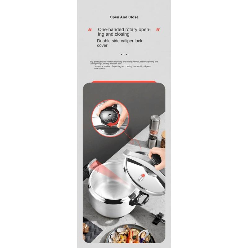 Product Introduction of Multifunctional 2.5-11L High Pressure Cooker Aluminum Large Capacity Saucepan Stew Pot Uncoated Explosion-Proof Kitchen Cooking Tool Resturant 25