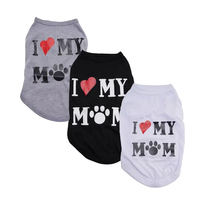 I Love My Mom Letter Print Pet Vest, Breathable Pet Clothes, Summer Thin Pet Clothing for Small Dogs, Dog & Cat Clothing Supplies 0