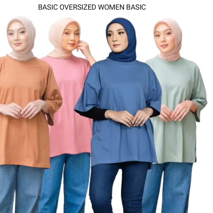 KAOS OVERSIZE LENGAN 7/8 WANITA DEWASA | OVERSIZE FRIENDLY HIJAB Baju Katun Lembut