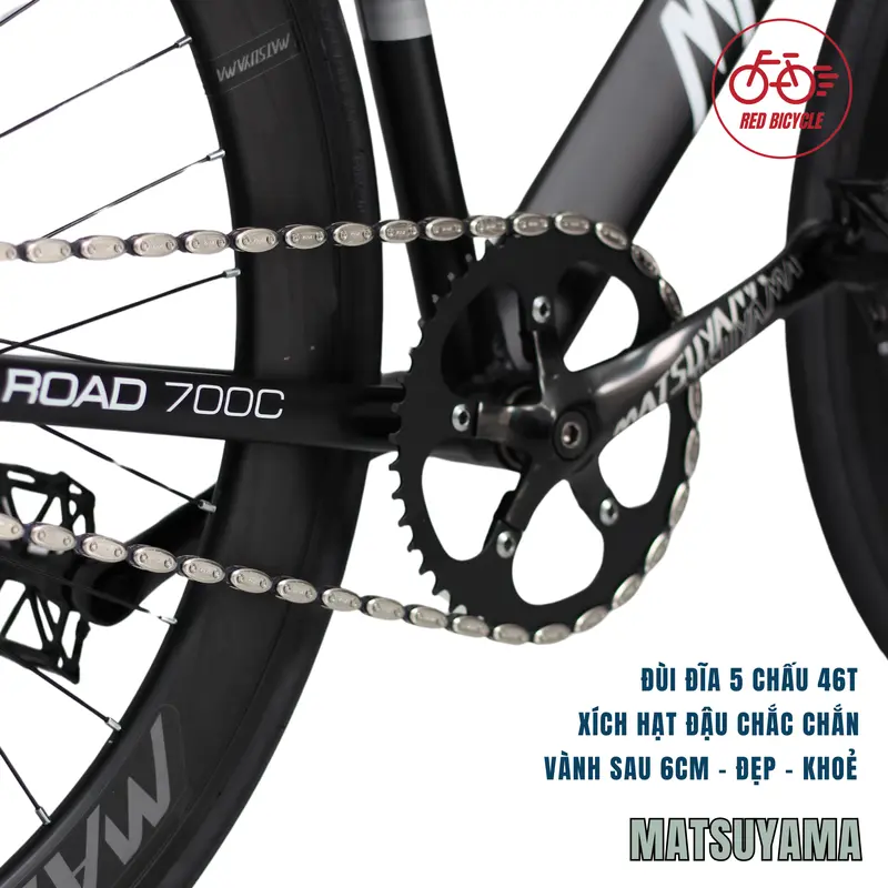 [SALE] Xe đạp Fixed Gear MATSUYAMA R05 Nhật Bản Có Phanh, Quà Tặng Ưu Đãi - Xe Đạp Học Sinh Tay Cong 8