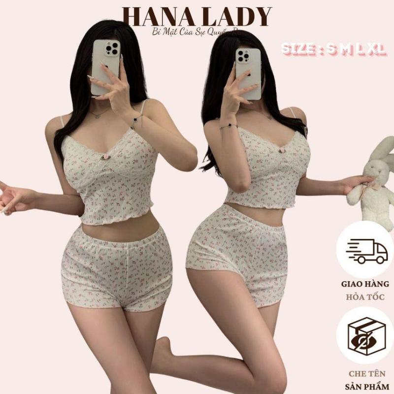 Đồ Ngủ Nữ - Bộ Ngủ 2 Dây Hoa Nhí Phong Cách Y2K VN583