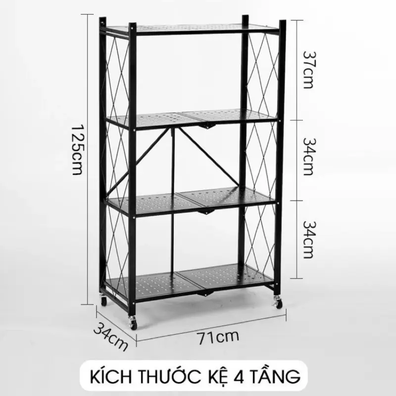 Kệ Sắt_Kệ Để Đồ Đa Năng Gấp Gọn Có Bánh Xe 3/4/5 Tầng Tiện Ích Kitchen sắt go 0