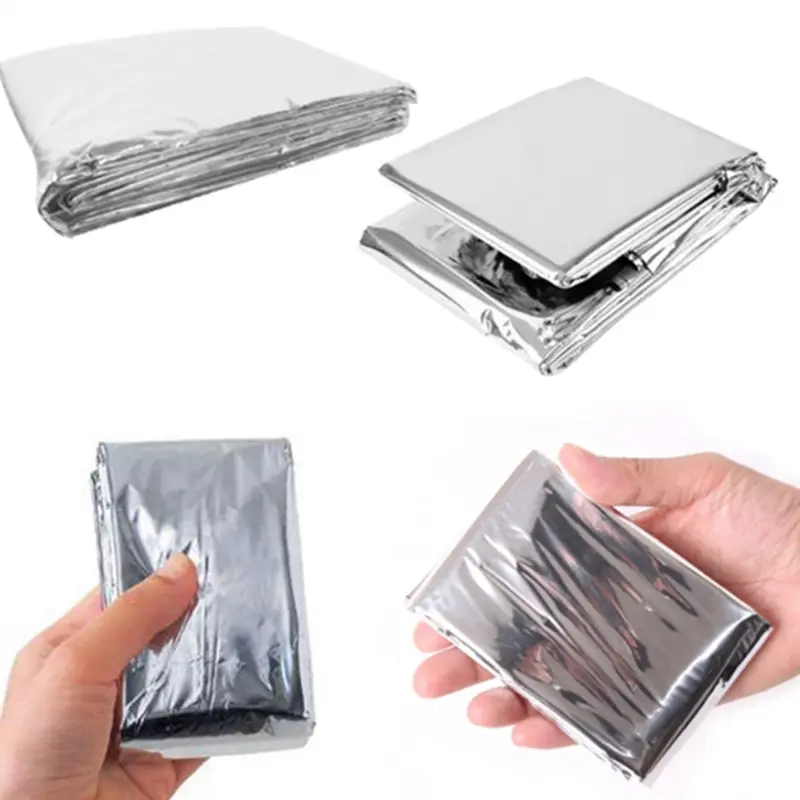 Portable Waterproof Emergency Blanket Windproof Survival Thermal Mylar Blankets Outdoor Life Rescue