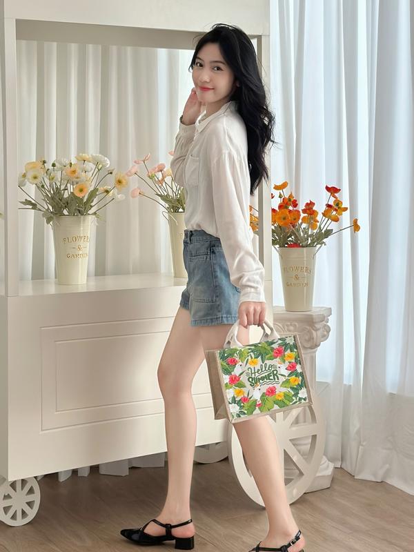 Túi Cói Vintage họa tiết, Túi đay CAO CẤP LOẠI 1 xinh xắn, túi xách nữ du lịch 7