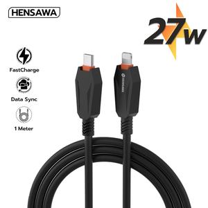 Hensawa สายชาร์จเร็ว PD 27w Type-C to L for ไอโฟน รุ่น US5093 วัสดุ PVC สีดำ หนานุ่ม 1 เมตร Fast Charge Cable & Sync