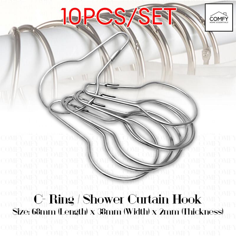Product Introduction of (10PCS/SET) C-RING With Lock C Ring Metal Chrome Gourd Hook For CR Shower Curtain Organizer 6