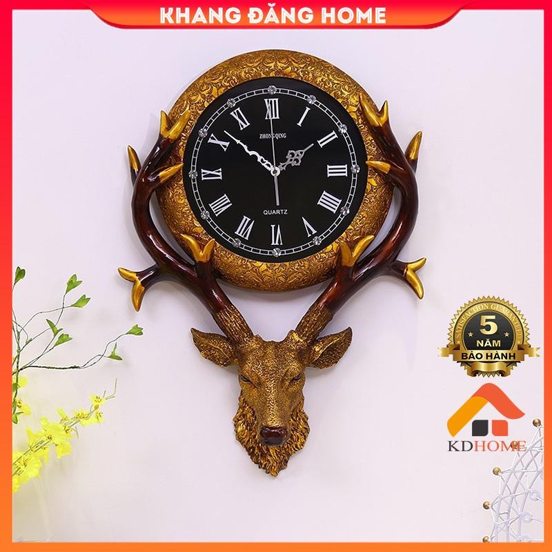 Đồng Hồ Treo Tường Trang Trí, Đồng Hồ Decor Treo Tường Hình Đầu Hươu Trang Trí Phòng Khách KD8504 Trang Trí Nhà Tráng Gương