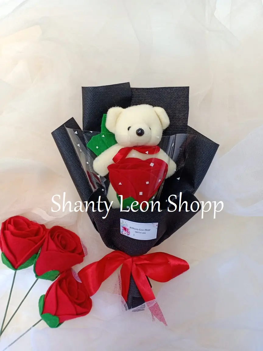 buket boneka beruang / buket wisuda kain flanel /  buket single teddy satuan