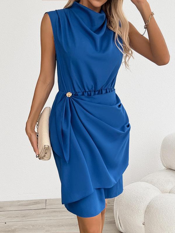 Casual Daily Solid Color Hollow Out Ruched O Neck One Step Skirt Dresses Casual Daily Solid Color Hollow Out Ruched O Neck One Step Skirt Dresses