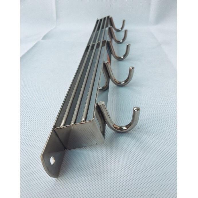 Giá cài Dao Inox có móc treo nồi niêu xoong chảo tiện dụng 4 móc