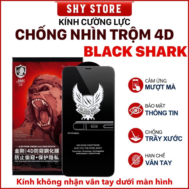 Ko NHẬN VÂN TAY Chống nhìn trộm cho Xiaomi Black Shark 4 4S Pro 5 5RS Pro 4G 5G kính cường lực miếng dán màn hình bảo vệ