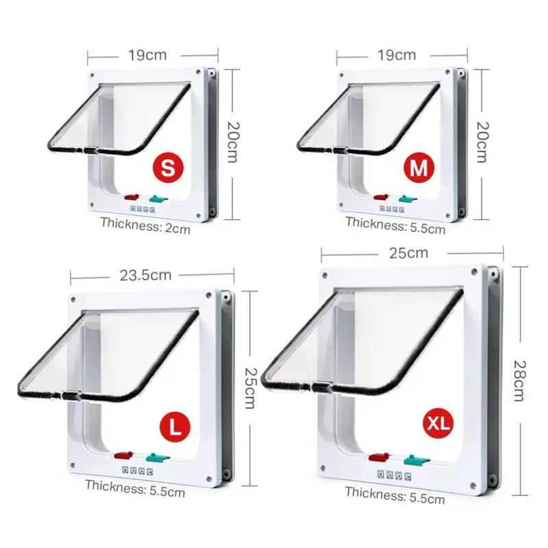 Cổng cho chó và mèo, dễ lắp đặt, 4 kích cỡ và 4 cách vào và ra tự do, thích hợp cho chó và mèo Nhỏ Đồ dùng cho thú cưng, cửa có vạt, cửa cho mèo, 1 cái 2