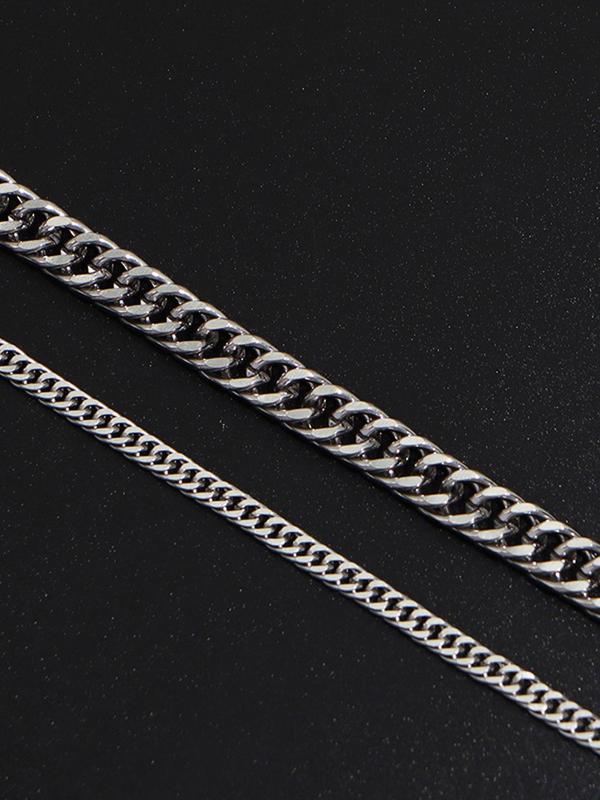 Men's Simple Stainless Steel Link Bracelet (1 Set), Fashionable 2024 Summer Trendy All-match & Exquisite Jewelry for Birthday Gift for Men,  Bracelet for Men 5