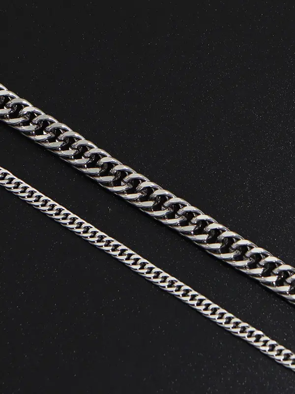 Men's Simple Stainless Steel Link Bracelet (1 Set), Fashionable 2024 Summer Trendy All-match & Exquisite Jewelry for Birthday Gift for Men, Bracelets Stack for Men 5