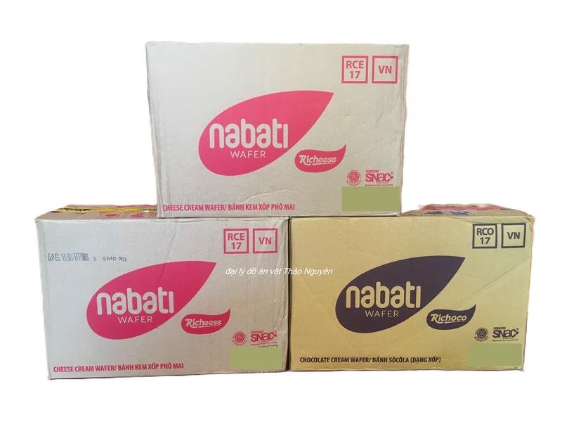 Bán sỉ 1 thùng bánh xốp Nabati gồm 12 bịch (1 Bịch có 10 túi ) thơm ngon giòn xốp với 2 tùy chọn : vị Socola và vị phô mai loại thơm ngon đặc biệt