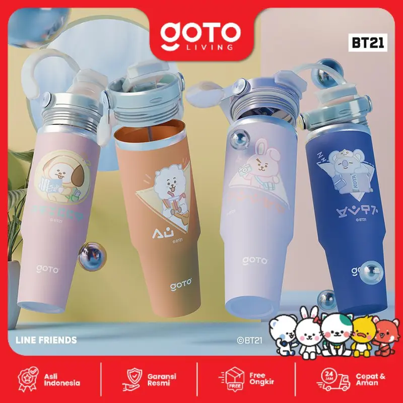 Goto [COD] K-Pop Travel X BT21 Tumbler Tahan Dingin Panas Botol Minum 900ML 1