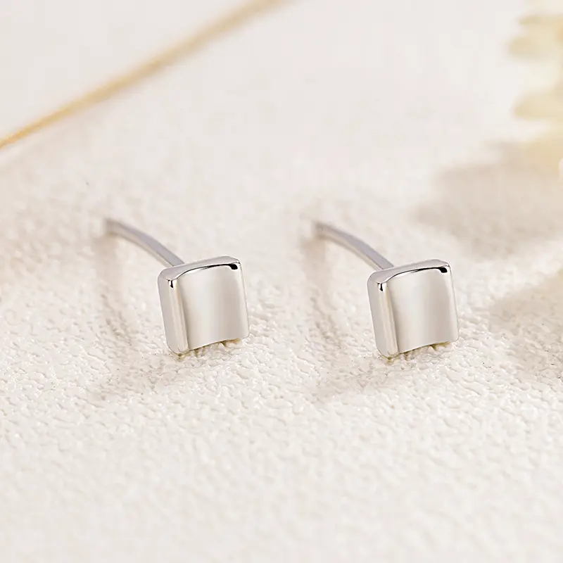 Luxe & Luster Jewelry Square Shape Stud Earrings, Brass Jewelry, Women's Jewelry, Earrings, Unique Design, High-end, Delicate, Elegant, Versatile, Korean Style
