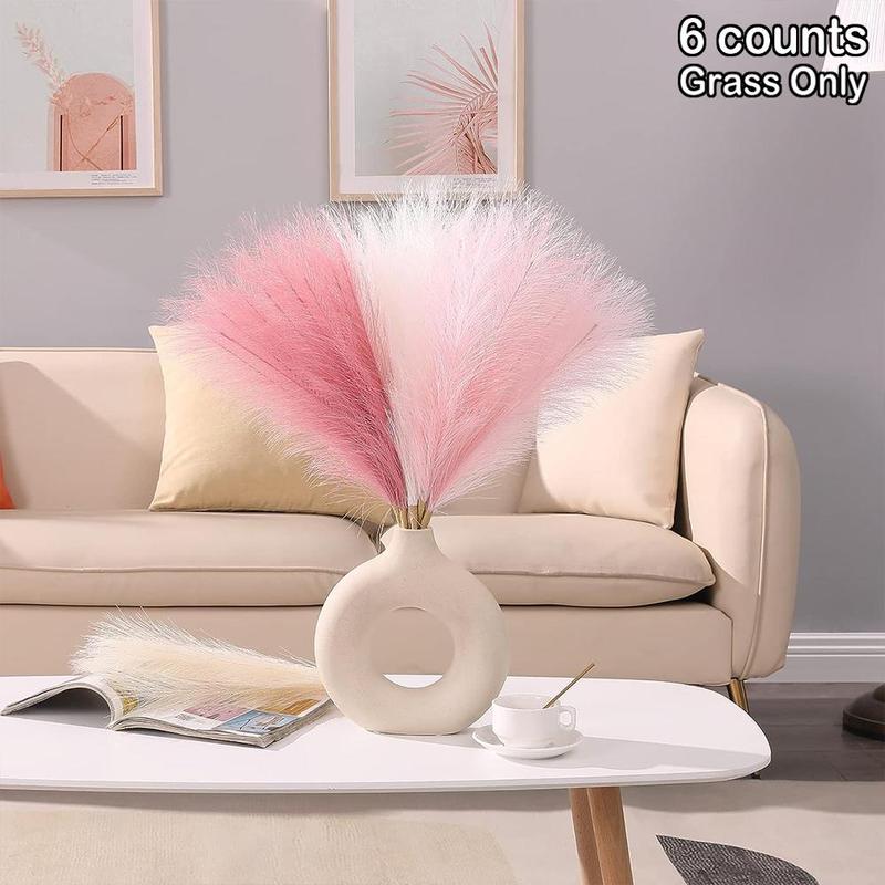 Artificial Decorative Pampas Grass, 6 Counts Mean Girls Decorations Fluffy Pampas Reed Stem Bundle for Flower Arrangement, Faux Plant Ornaments for Home Wedding Party Decor 3