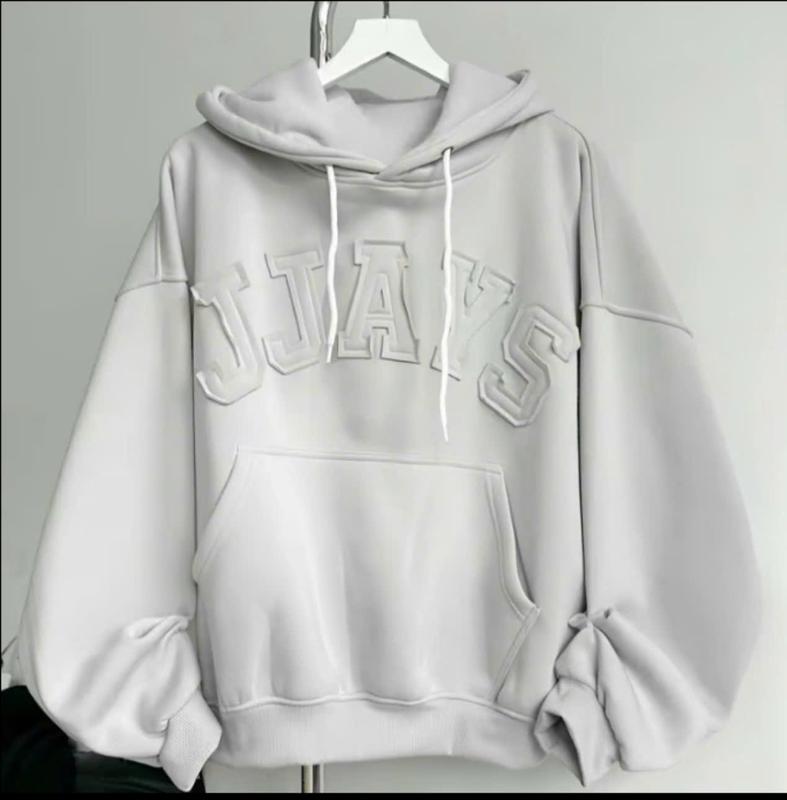 Áo Khoác Hoodie Unisex Form Cánh Dơi Thêu logo Chữ JJAYS Nổi Đẹp Nón Rộng 2 Lớp Tay Phồng Rộng Đen Nam Menswear