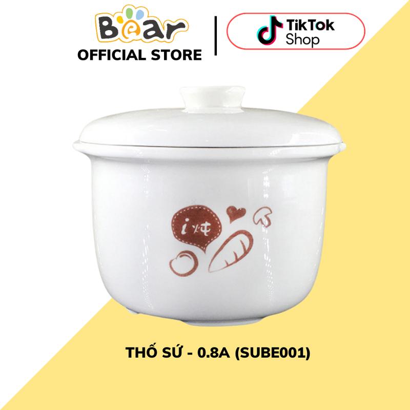 Thố Sứ Nồi Nấu Chậm Bear, Dung Tích 0.5L, 0.8L, 1.6L, 2.5L, Thích Hợp Cho Các Loại Nồi Nấu Chậm