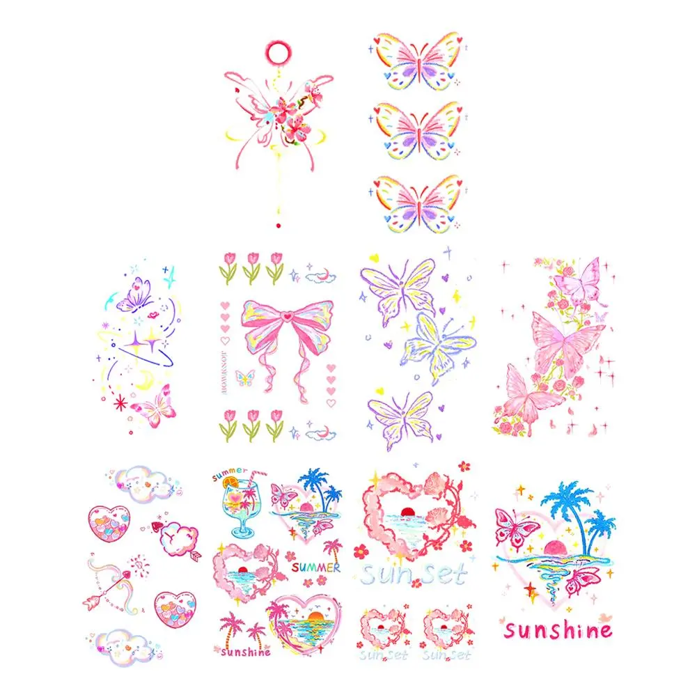 Waterproof Colorful Butterfly Tattoo Sticker Temporary Tattoo Stickers Cute Designs Hand Painted Lasts 7 Days