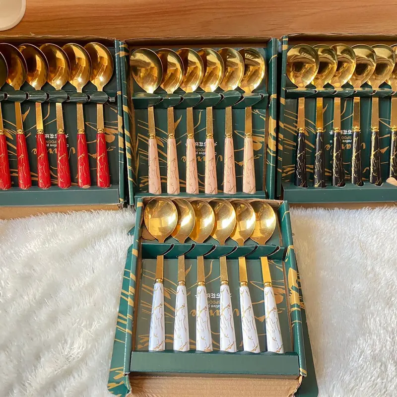SENDOK SULTAN SET GOLD 6PCS / SOUVENIR WEDDING INCLUDE BOX 1