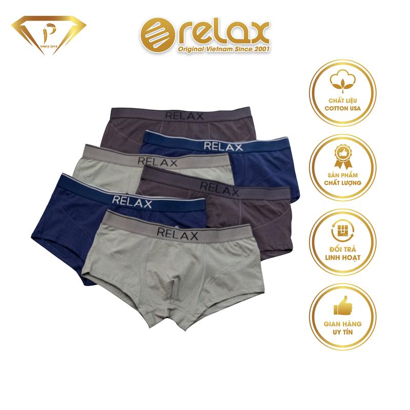 Quần lót nam RELAX RLTK049 quần lót Cotton USA cao cấp, quần lót thể thao, phối mềm hút mồ hôi tốt, lưới hai bên thông thoáng, thoải mái, quần đùi boxer trunk Quần Boxer Sịp Menswear Thun Đen