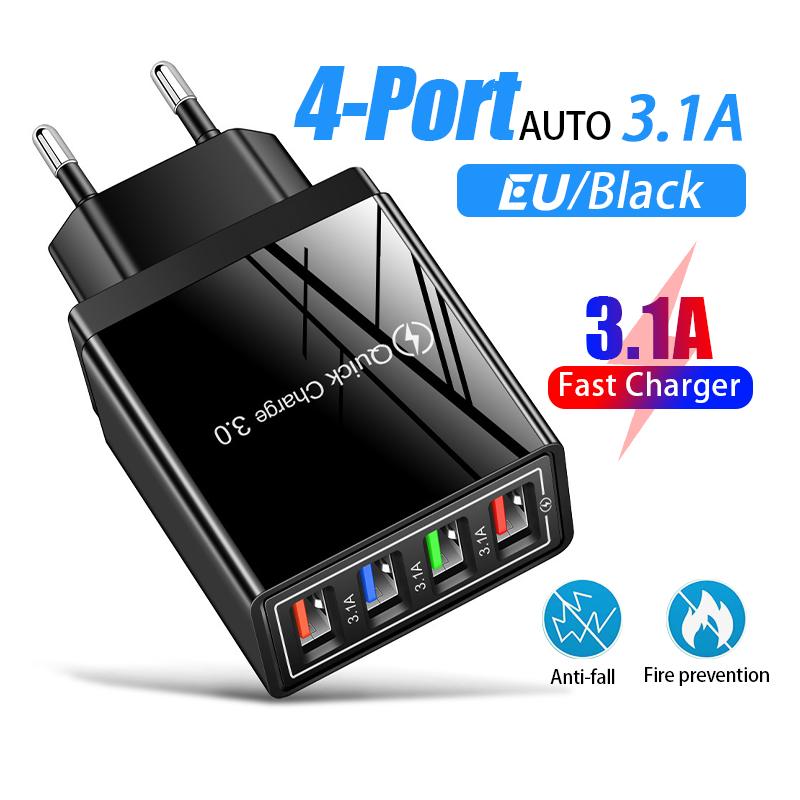 Củ sạc 4 cổng USB 3.1A loại tốt sạc được 4 thiết bị cùng lúc tại nhà, Sạc cầm tay cho gia đình, văn phòng, du lịch và khác trong nhà sử dụng