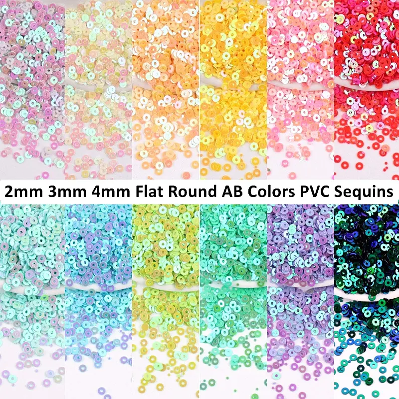2mm 3mm 4mm Round Sequins Iridescent Beads PVC Clothing Shoe Hat Accessories DIY Handmade Embroidery Flat Sequins
