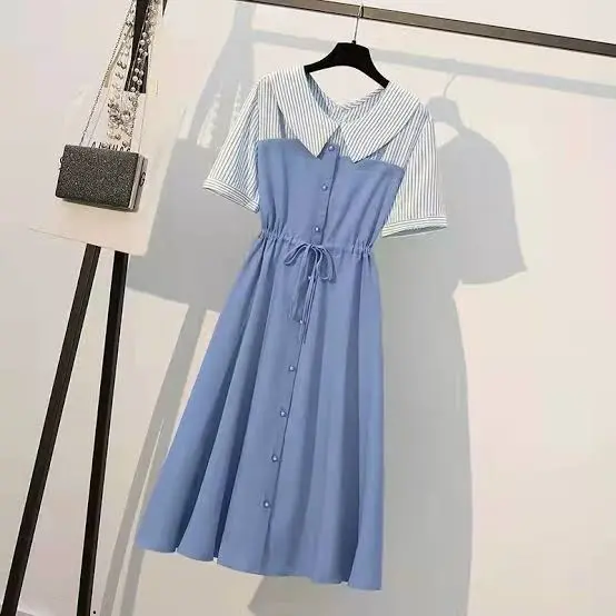 dress premium vintage.sifon.slim fit.1.3kg V-Neck Slim-fitting