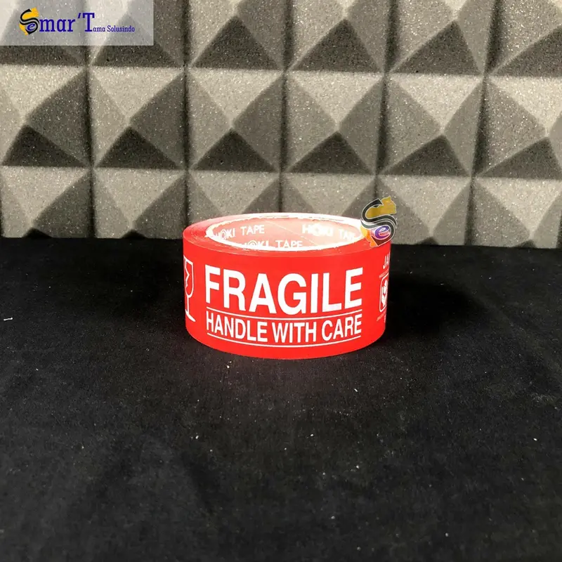 Lakban Fragile / Label Fragile Murah 48mm x 50yard/100yard Merk Hoki murah poll 2