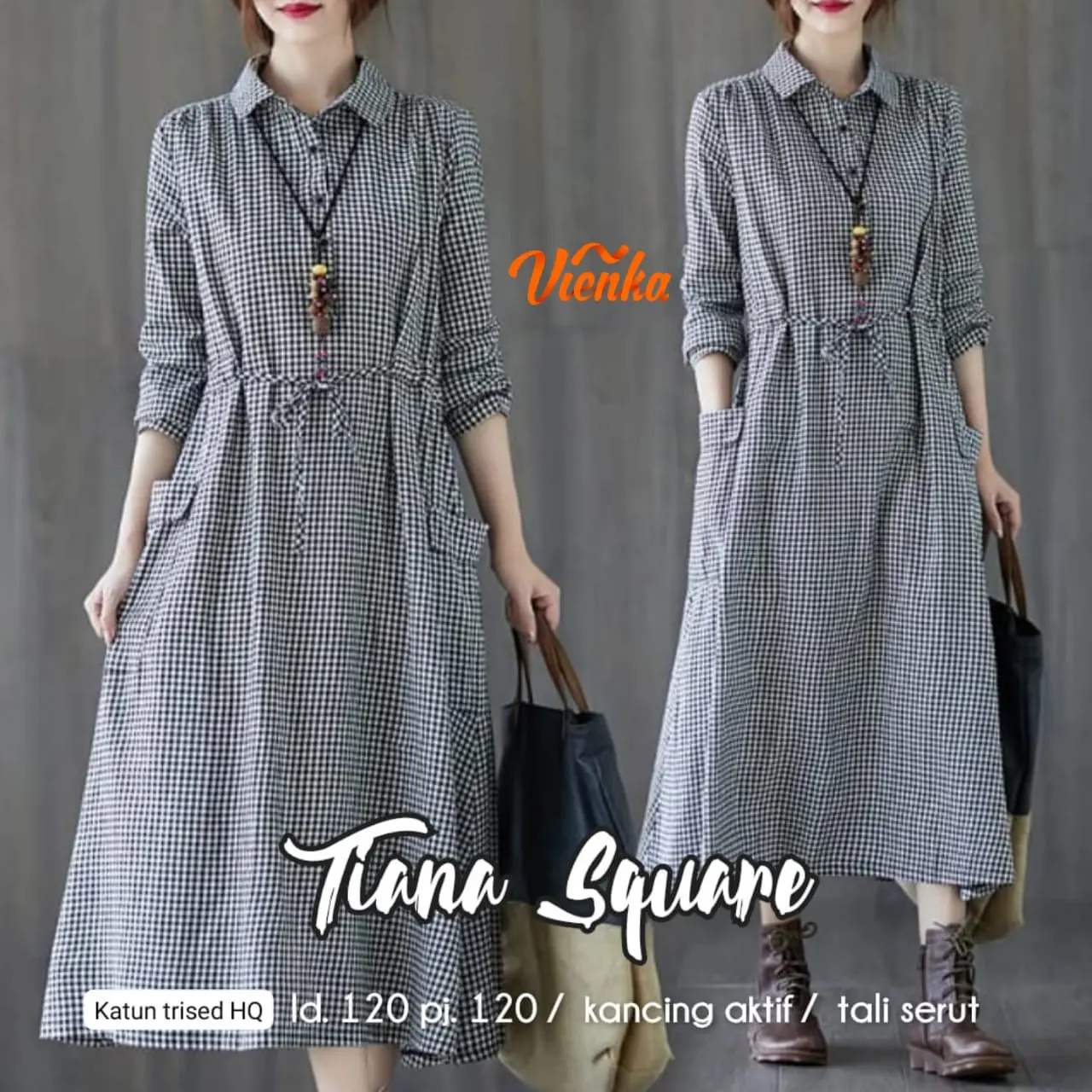 TIANA SQUARE JUMBO KATUN TRISET HQ KOTAK-KOTAK LD 120 XXL