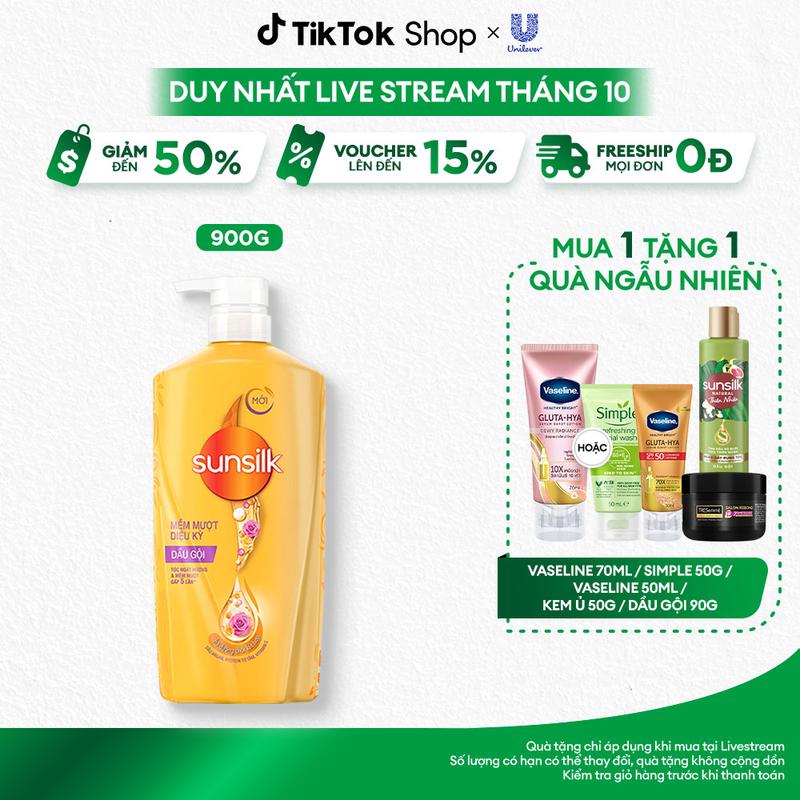 Dầu gội Sunsilk hỗ trợ làm sạch và Dưỡng Tóc mềm mượt tóc cho mái tóc ngát hương 900g [1]